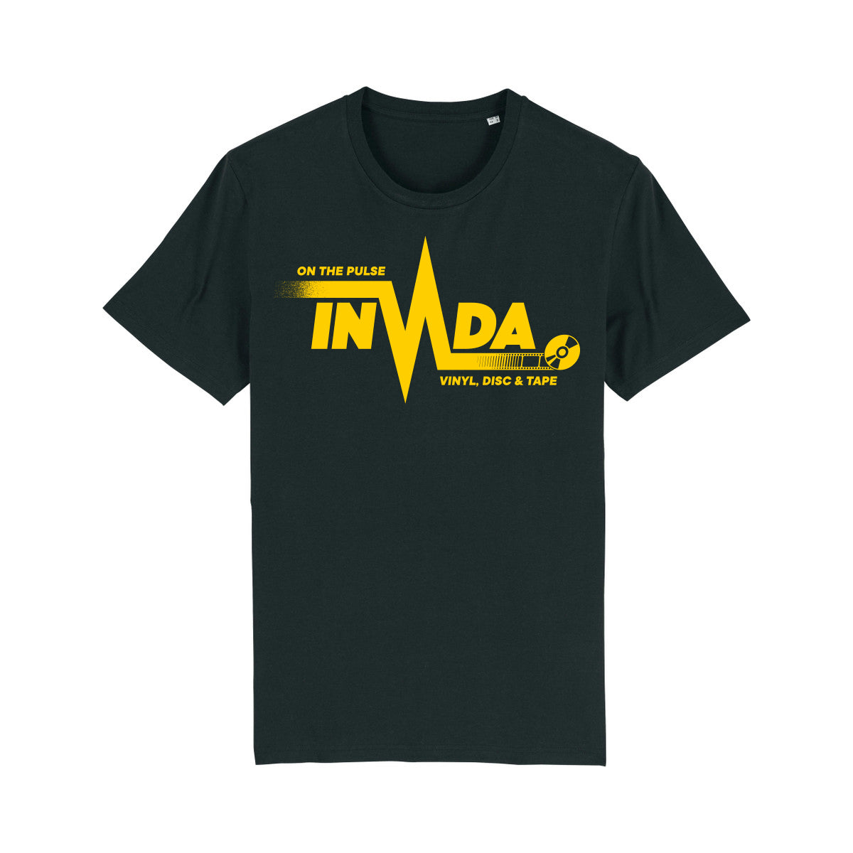 Invada 'On The Pulse' T Shirt (Black with Yellow Print) 4 left! Size XS