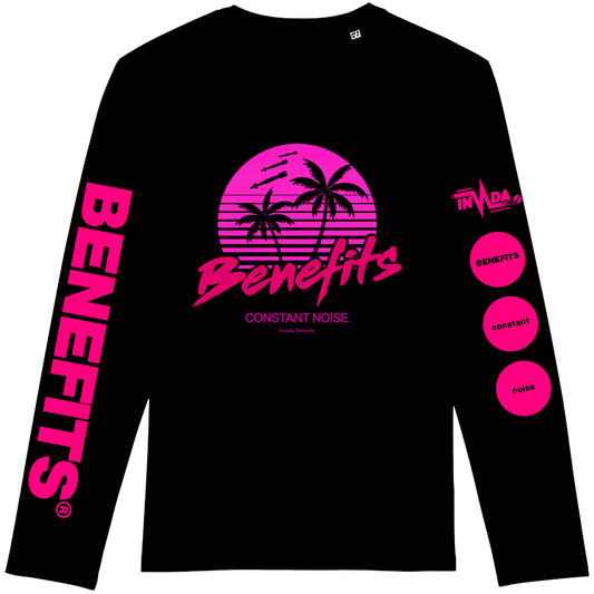 Benefits - Constant Noise Long Sleeve Exclusive T-Shirt [Black w/ Two Colour Print]